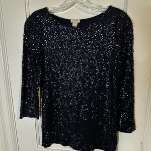 J. Crew Black Sequin Blouse